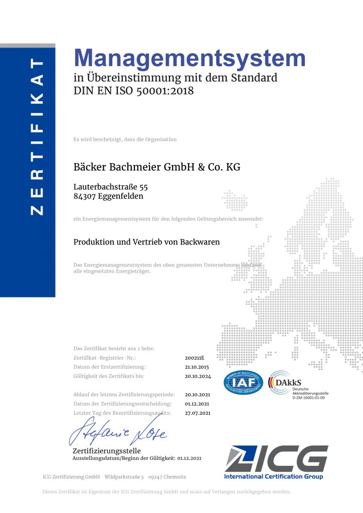 Bäcker Bachmeier GmbH & Co. KG ICG-Zertifikat