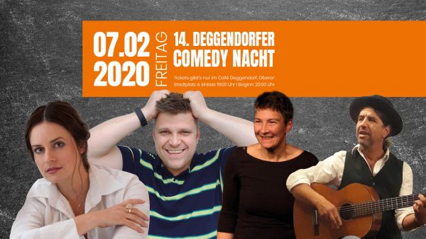 Freuen Sie sich auf die nächste Comedy-Nacht-Runde.
Tickets gibt’s nur im Café Bachmeier in Deggendorf, Oberer Stadtplatz 4!