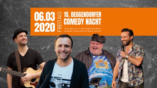 Die nächste Comedy-Nacht-Runde in Deggendorf.
Tickets gibt’s nur im Café Bachmeier in Deggendorf, Oberer Stadtplatz 4!