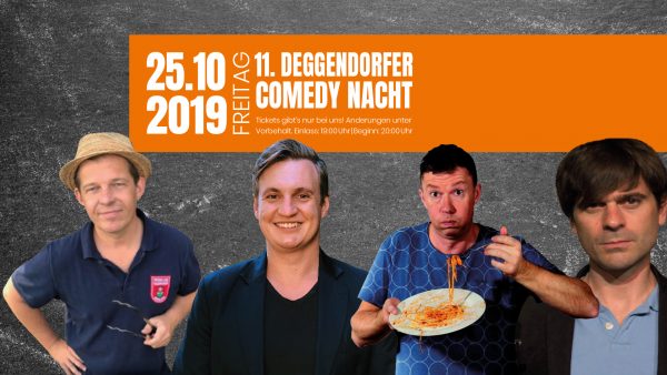 Die Deggendorfer Comedy Nacht geht in die nächste Runde!
Tickets gibt’s nur im Café Bachmeier in Deggendorf, Oberer Stadtplatz 4!